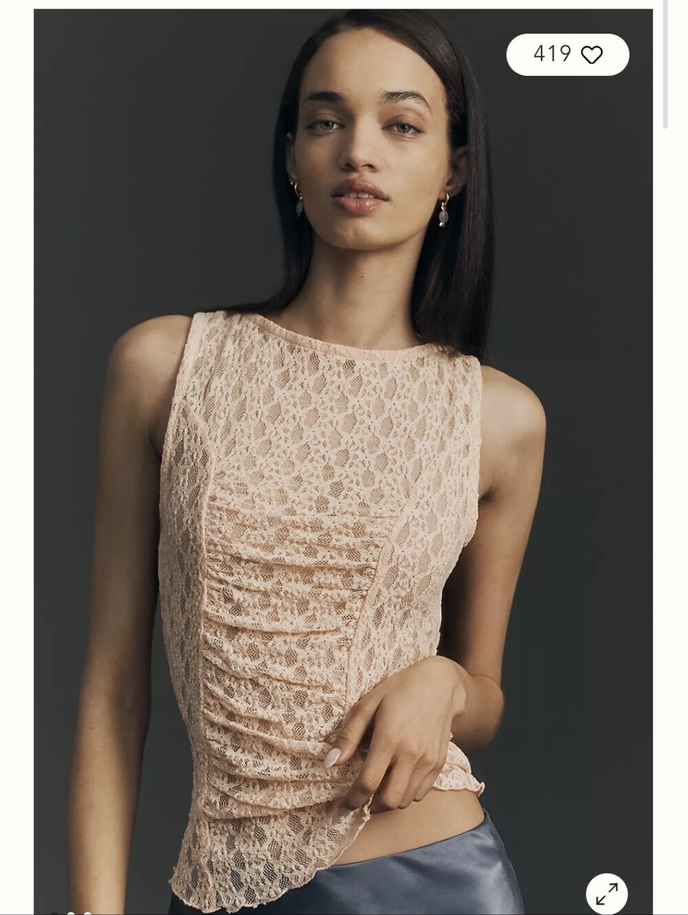 Nwt Anthropologie Ruched Lace Tank Sz S